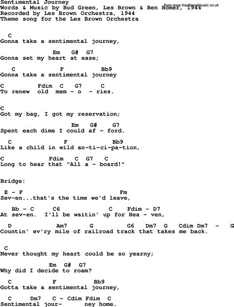 Song lyrics with guitar chords for Sentimental Journey - Les Brown ...