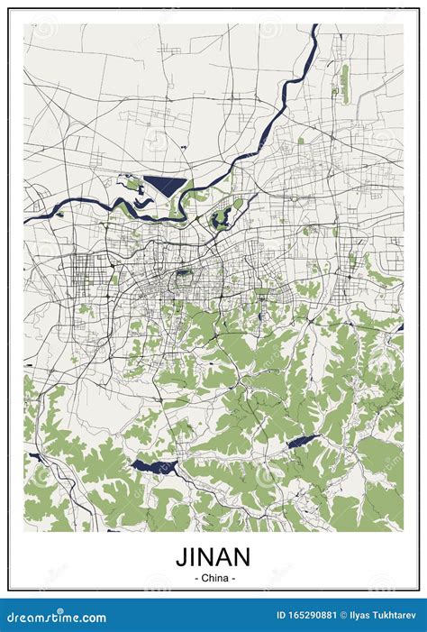 Map of the City of Jinan, China Stock Illustration - Illustration of asia, country: 165290881