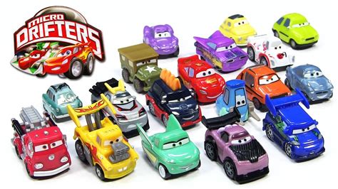 Cars Micro Drifters Funny Car Mater Flo DJ Boost Wingo Yokoza Red Disney Pixar Cars 2 Toys - YouTube