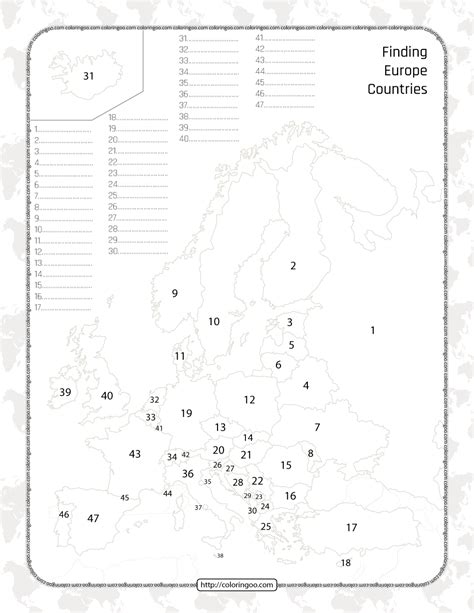 Free Printable Europe Countries Map Quiz Worksheet