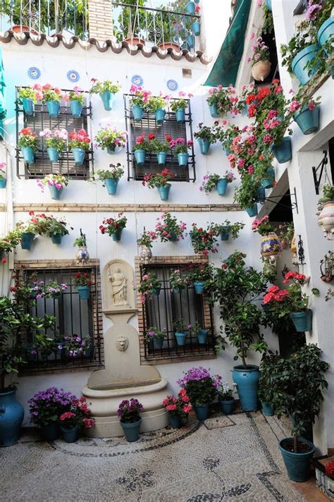 Courtyard Decorated with Flowers, Cordoba, Spain Stock Image - Image of ...