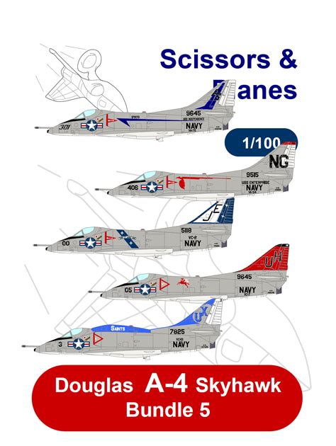 1/100 snp Douglas A-4 Skyhawk Bundle 5 paper model - EcardModels