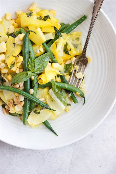 Green Bean, Sweet Corn + Summer Squash Salad with Basil Dressing ...