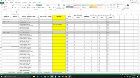 2017 Fantasy Football Rankings Cheat Sheet Excel Spreadsheet Tool for ...