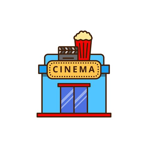 Simple cinema building vector illustration isolated on white background. Cinema building icon ...