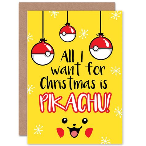 Christmas Card / Pokemon / Pikachu / Love / Blank Xmas Card | Etsy