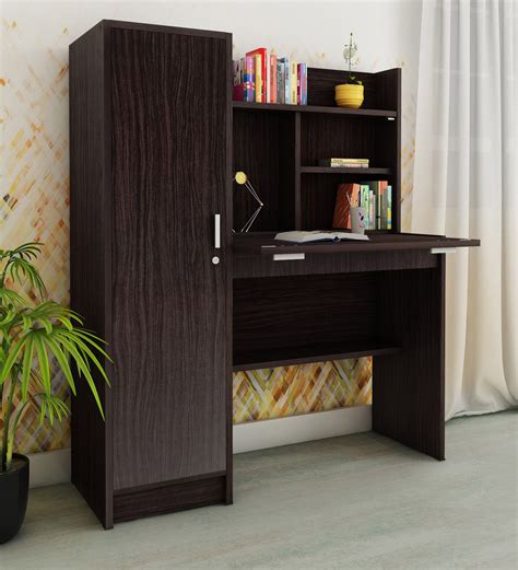 Buy Nakamura Study Table With Hutch Cabinet In Wenge Finish By Mintwud Online - Hutch Desks ...