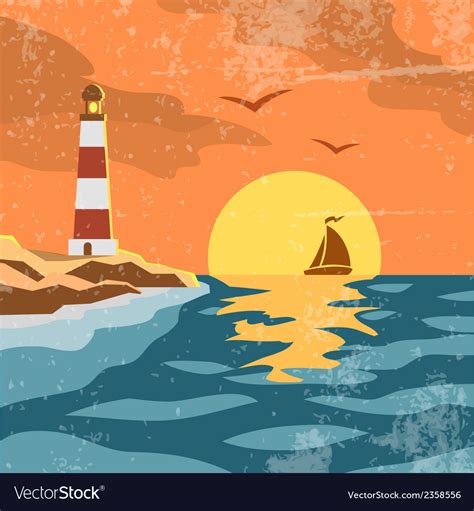 Sea retro poster Royalty Free Vector Image - VectorStock