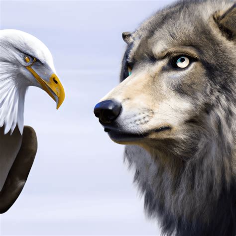 Wolf Vs American Bald Eagle · Creative Fabrica