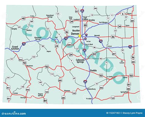 Colorado State Interstate Map Stock Photography - Image: 15247182