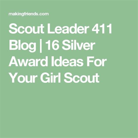 Silver Award Ideas. 16 Cadette Projects Ideas For A Juliette Girl Scout ...