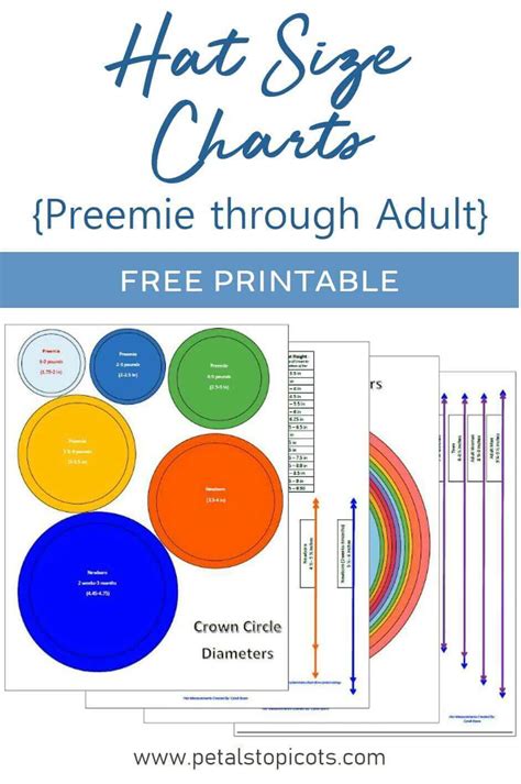 Hat Size Chart for Preemie through Adult {Free Printable} - Petals to Picots