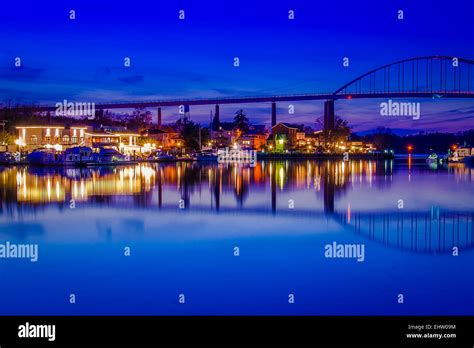 Reflection of Chesapeake City in the Chesapeake and Delaware Canal, Maryland Stock Photo - Alamy