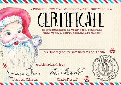 Santa Nice List Certificate Free Printable - Printable Word Searches