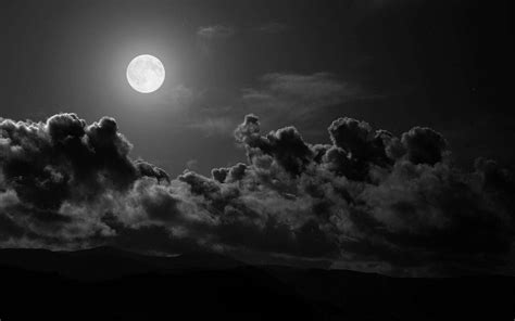 Download a black and white photo of the moon and clouds | Wallpapers.com