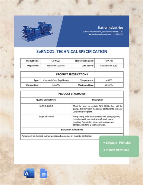 Tech Sheet Template