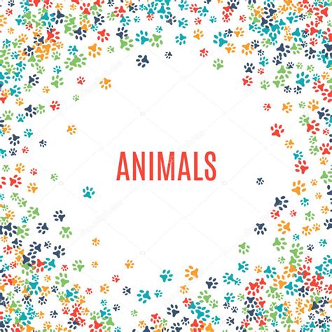 Colorful animal footprint ornament border isolated on white background Stock Vector Image by ...