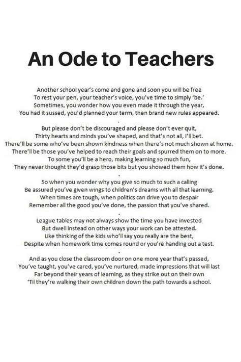 A thank you poem : My Ode to Teachers. | Teacher appreciation quotes, Teacher quotes ...