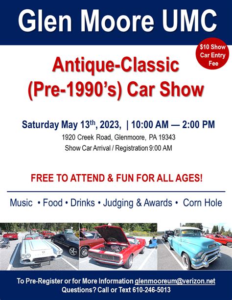 Classic Car Show May 2023 — Glen Moore United Methodist Church