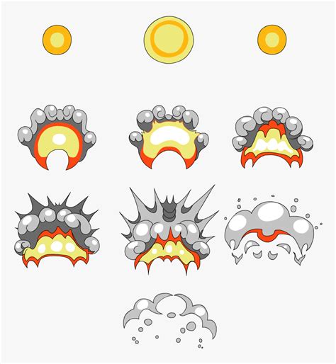 Cartoon Explosion Sprite Sheet, HD Png Download - kindpng