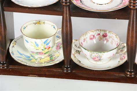 Collection of Teacups and Saucers with Display Shelf | EBTH