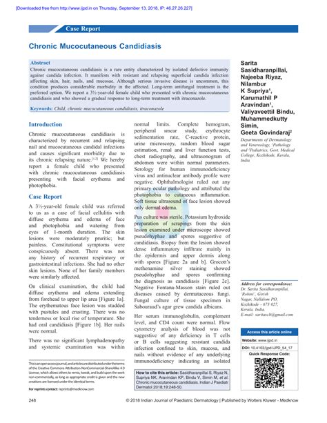 (PDF) Chronic mucocutaneous candidiasis