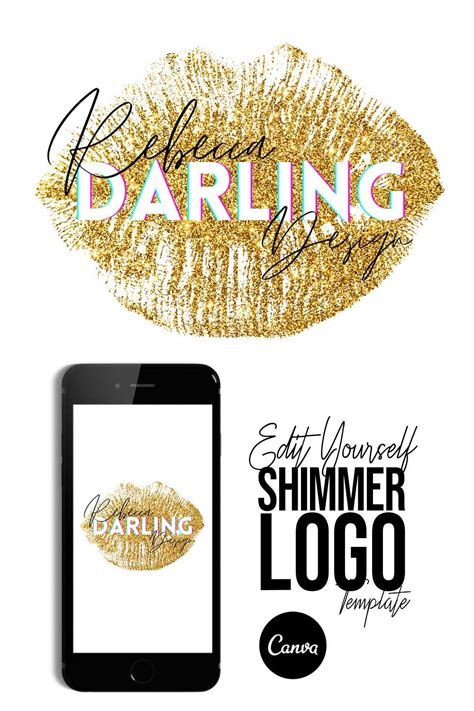 Glitter LOGO Template CANVA TEMPLATE Easy to Edit | Etsy in 2020 | Logo ...