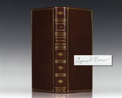 Eugene Fama First Edition Signed The Behavior of Stock Market Prices