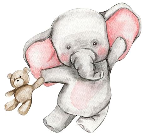 Premium Photo | Watercolor hand drawn cute small baby elephant