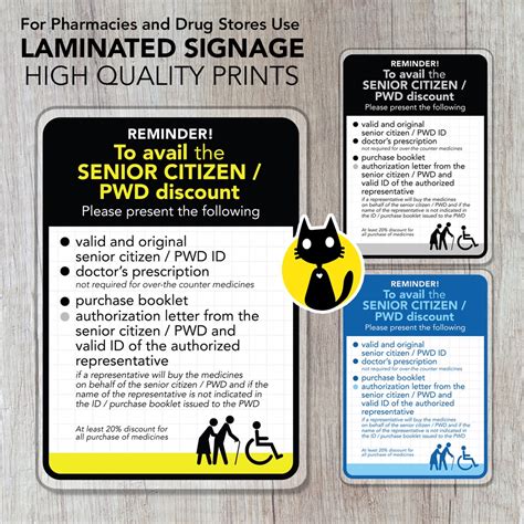 Senior Citizen / PWD Medicine Discount Requirements Sign / Signage ...