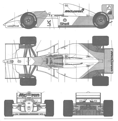 McLaren MP4/8 blueprint Mclaren Formula 1, Formula 1 Car, Indy Car Racing, Drag Racing, Maclaren ...