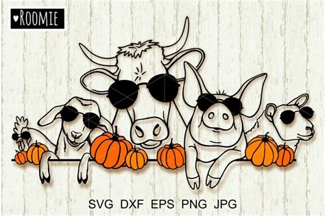 Autumn Farm Animals Svg With Pumpkins, Fall, Farmhouse sign