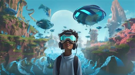 Premium AI Image | A Kid with VR glasses in some fantastic imaginative ...