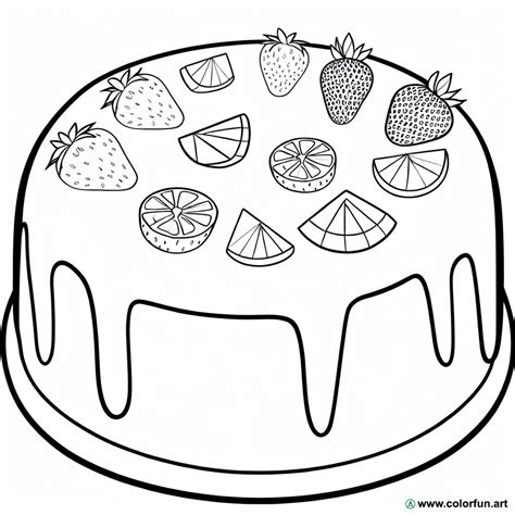 Coloring page of a fruit cake Download or Print for free