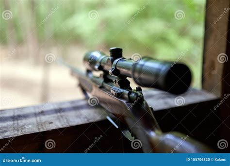 Hunting rifle with scope stock photo. Image of black - 155706820