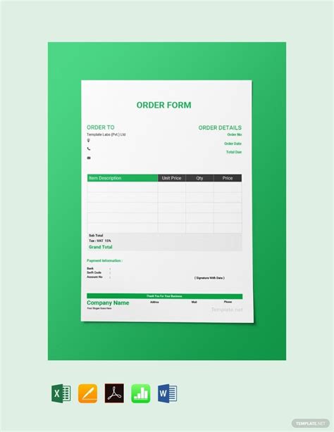 Google Sheets Order Form Template Free
