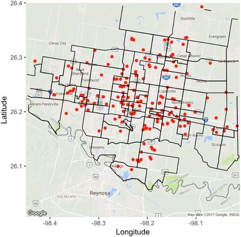 Hidalgo County School's screening map (red dots). | Download Scientific Diagram