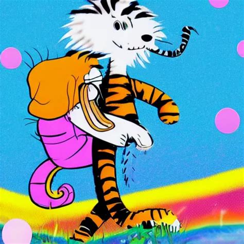 calvin and hobbes, lisa frank style | Stable Diffusion | OpenArt