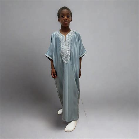 Kids Shiny Moroccan Thobe Collection - Pebble Grey / 40