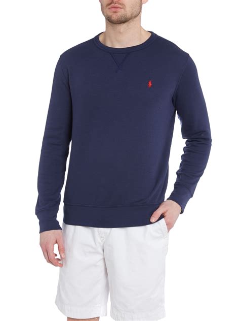 Polo ralph lauren Classic Atlantic Terry Crew Neck Sweatshirt in Blue for Men | Lyst