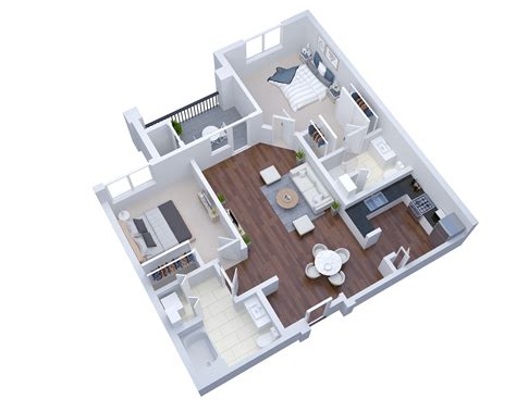 Two-Bedroom Apartment 3D Floor Plans by The 2D3D Floor Plan Company - Architizer