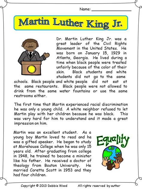 A two page biographical reading on Martin Luther King Jr. This lesson ...