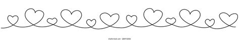 Continuous Line Hearts Seamless Vector Border Stock Vector (Royalty ...