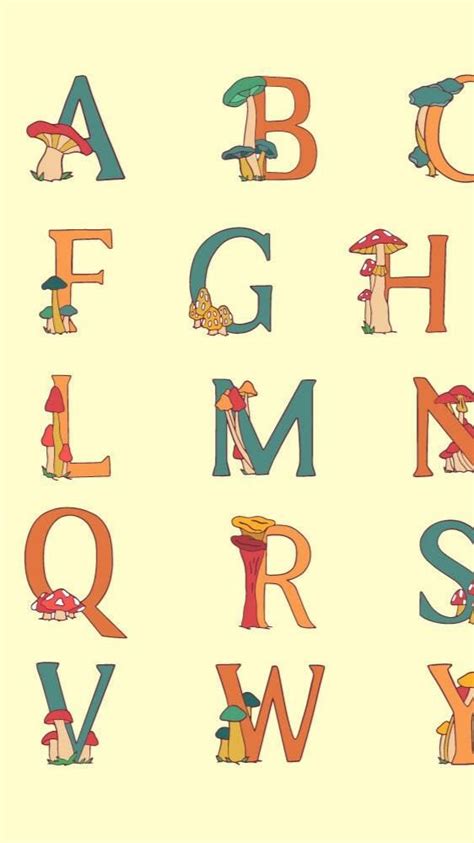 Mushroom alphabet set | Poster design, Alphabet, Tshirt designs