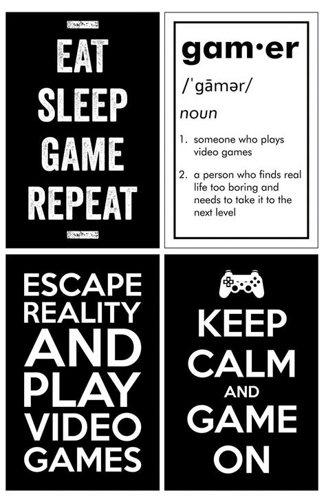 Canvas home painting game gamer quotes nordic style poster wall art black white printed picture ...