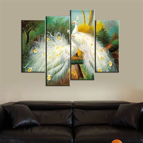 Animal Canvas Prints 4 Panels Wall Art Peacock Canvas Print Painting ...