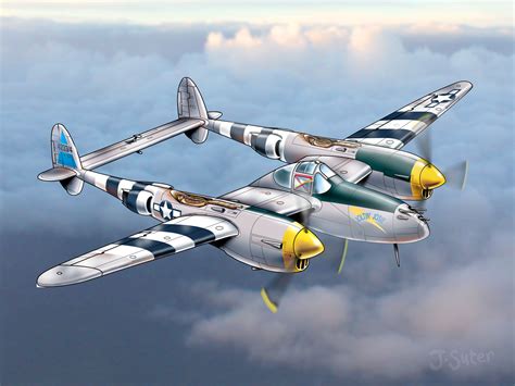 Lockheed P-38 Lightning “Joltin’ Josie” Illustration by Jack Suter on ...