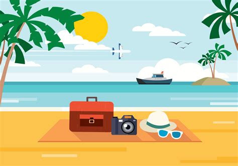 Summer Beach Vector Illustration - Download Free Vector Art, Stock Graphics & Images