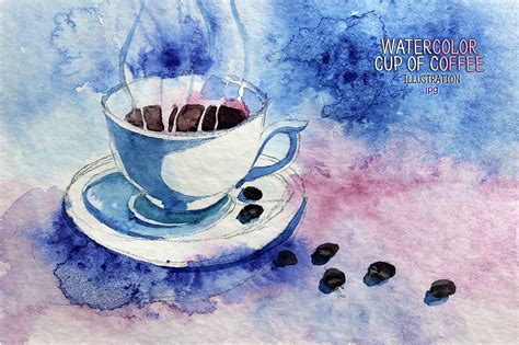 Watercolor cup of coffee (7730) | Illustrations | Design Bundles