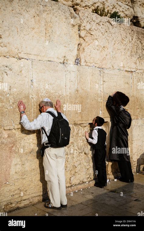 Jewish people praying at the wailing wall known also as the western wall , Jerusalem, Israel ...